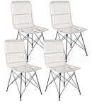 Set 4 Sedie 45x55x85 cm Metal Rattan in Fibre Naturali Bianco-1