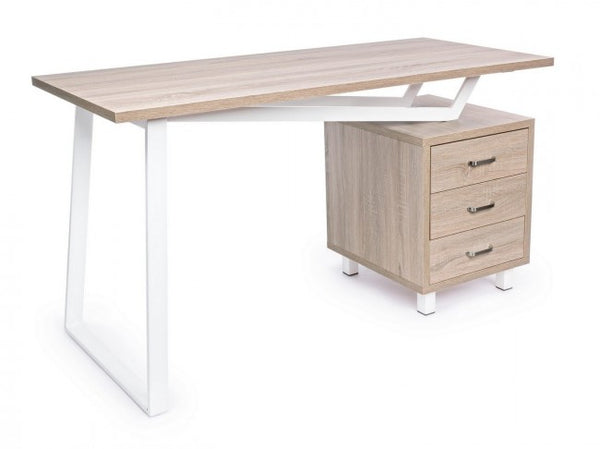 sconto Weißer Armande Schreibtisch mit Holzkommode