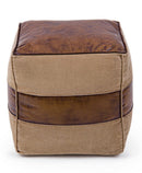 Pouf  40x40x 40 cm in Pelle Charleston Marrone-3