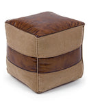 Pouf  40x40x 40 cm in Pelle Charleston Marrone-1