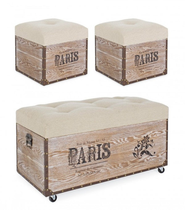 prezzo Set 3 Travel Paris Rope Hocker aus Holz