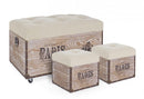 Set 3 Pouf Travel Paris Corda in Legno-2