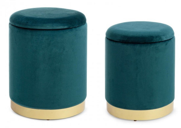 online Set 2 Pouf Container Polina Navyus aus Stoff mit Samteffekt