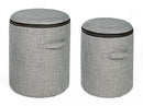 Set 2 Pouf Contenitore Radmila Grigio in Tessuto-1