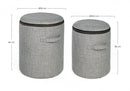 Set 2 Pouf Contenitore Radmila Grigio in Tessuto-2