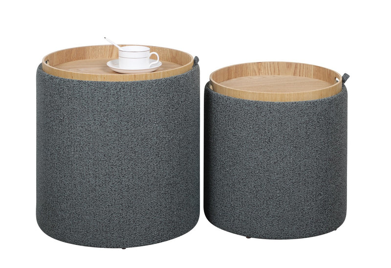 Set 2 Pouf con Contenitore  in Poliestere Sasha Dark-1