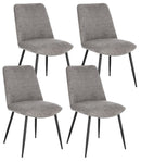 Set 4 Sedie 48x62x84 cm Cora in Tessuto Nero e Grigio Scuro-1