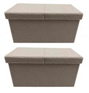 Set 2 Pouf Contenitore 76x38x38 cm Joris in Bouclè Beige-1