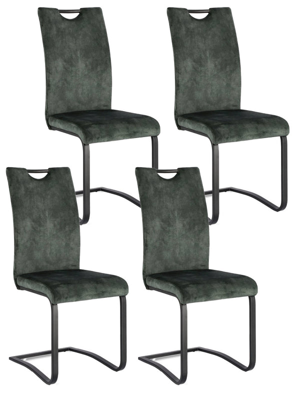 Set 4 Sedie 42x56x102h cm Kenneth Velluto Verde Scuro sconto