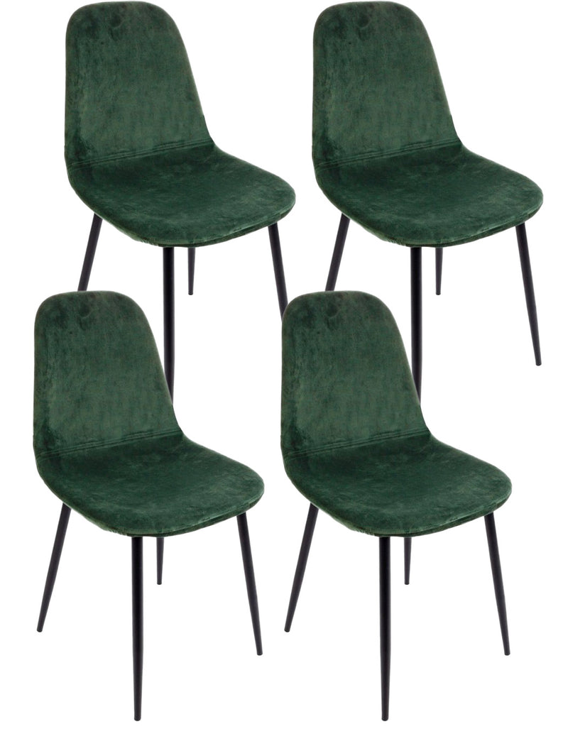 Set 4 Sedie 52,5x42,5x90 cm Irelia in Velluto Verde Scuro-1