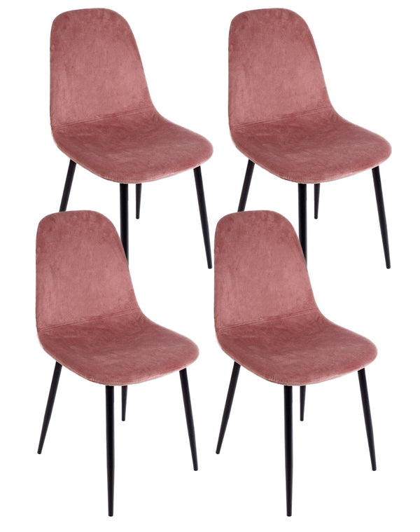 Set 4 Sedie 52,5x42,5x90 cm Irelia in Velluto Rosa online