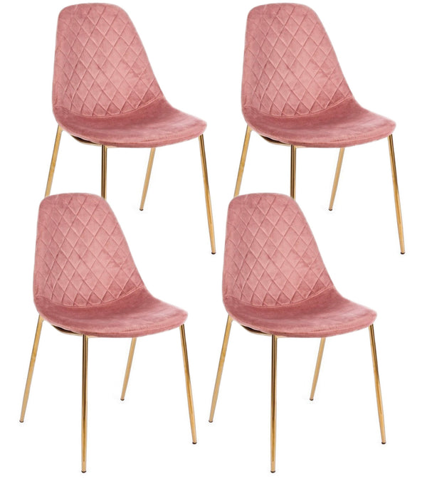 sconto Set 4 Sedie Imbottite 48x55x85 cm Terry in Velluto Rosa