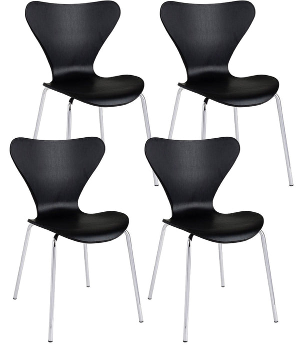 Set 4 Sedie 50x49,5x82 cm Tessa in Plastica Nero sconto