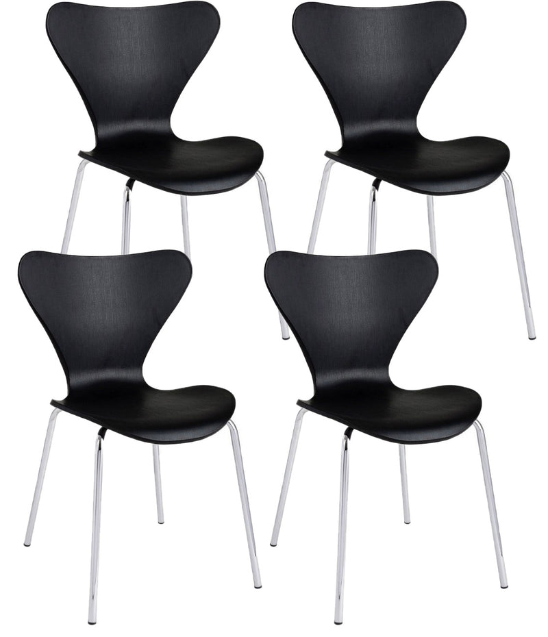 Set 4 Sedie 50x49,5x82 cm Tessa in Plastica Nero-1