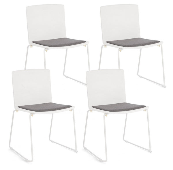 Set 4 Sedie 43,5x50x79 cm Giulia in Poliestere Bianco e Bianco online