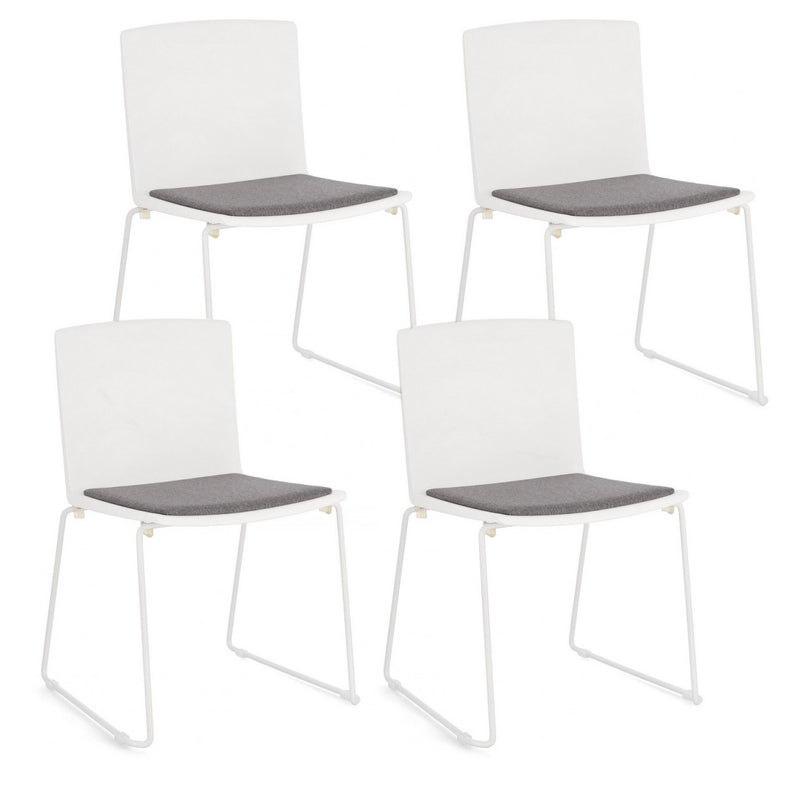 Set 4 Sedie 43,5x50x79 cm Giulia in Poliestere Bianco e Bianco-1