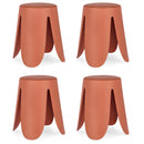 Set 4 Sgabelli  Ø37x47 cm in Similpelle Imogen Terracotta-1