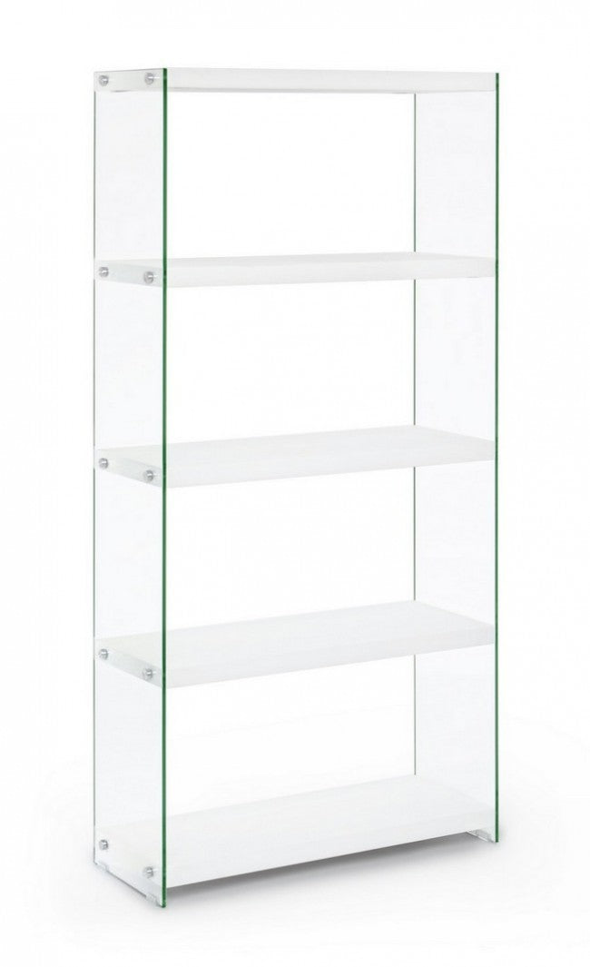 Libreria Sury Bianco 75x29,5 H160 in Vetro Bianco-1