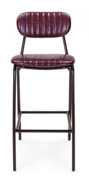 Sgabello Bar Debbie Bordeaux Vintage Imbottito in Similpelle-3