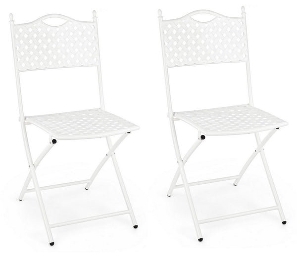 online Set 2 Sedie Pieghevoli da Giardino 40x53x88 cm in Metallo Jenny Bianca