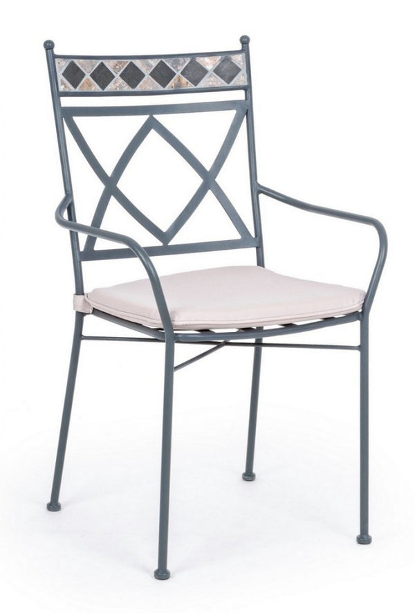 sconto Stuhl mit Armlehnen mit Berkley-Kissen aus Metall