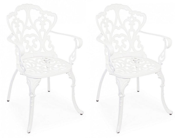 sconto Set 2 Sedie da Giardino 57,5x58x87,5h cm con Braccioli Victoria Bianco