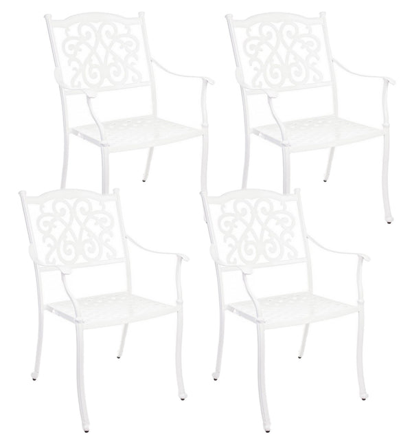 Set 4 Sedie da Giardino 65x60x92h cm con Braccioli Ivrea Bianco sconto