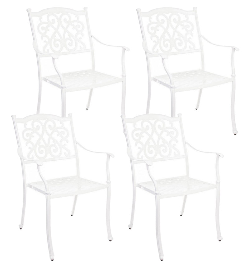 Set 4 Sedie da Giardino 65x60x92h cm con Braccioli Ivrea Bianco-1