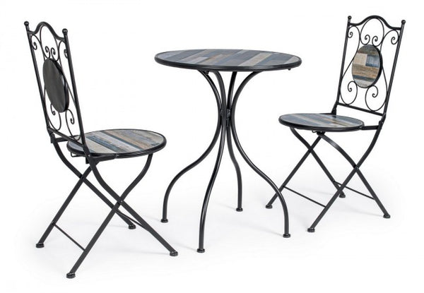 online Set aus Couchtisch und 2 klappbaren Gartenstühlen Huston aus Metall
