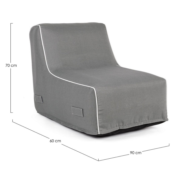 Poltrona Pouf Chaise Lounge Gonfiabile 90x60x70 cm in Poliestere Rihanna Grigio-7