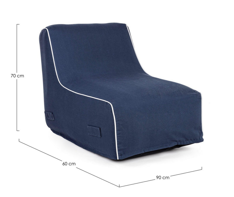 Poltrona Pouf Chaise Lounge Gonfiabile 90x60x70 cm in Poliestere Rihanna Blu-7