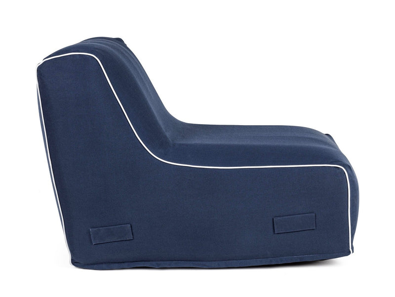 Poltrona Pouf Chaise Lounge Gonfiabile 90x60x70 cm in Poliestere Rihanna Blu-6