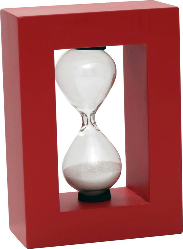 sconto Sanduhr mit rotem Rahmen 60 Sekunden 7x3,6x9,9 cm MDF und rotes Glas