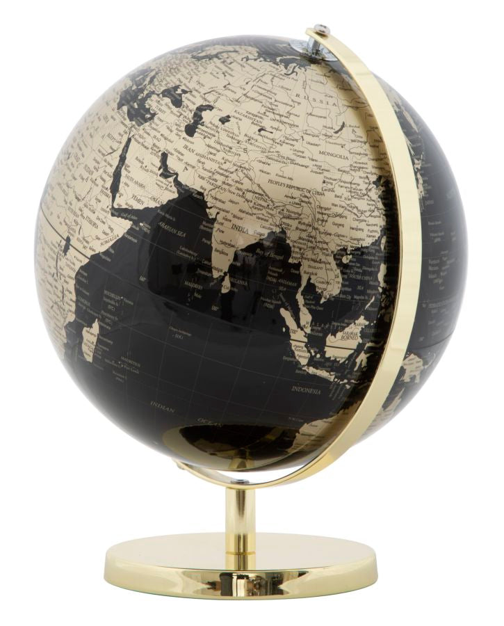 Mappamondo Oro Ø25x34 cm Plastica e Ferro Nero e Oro-2