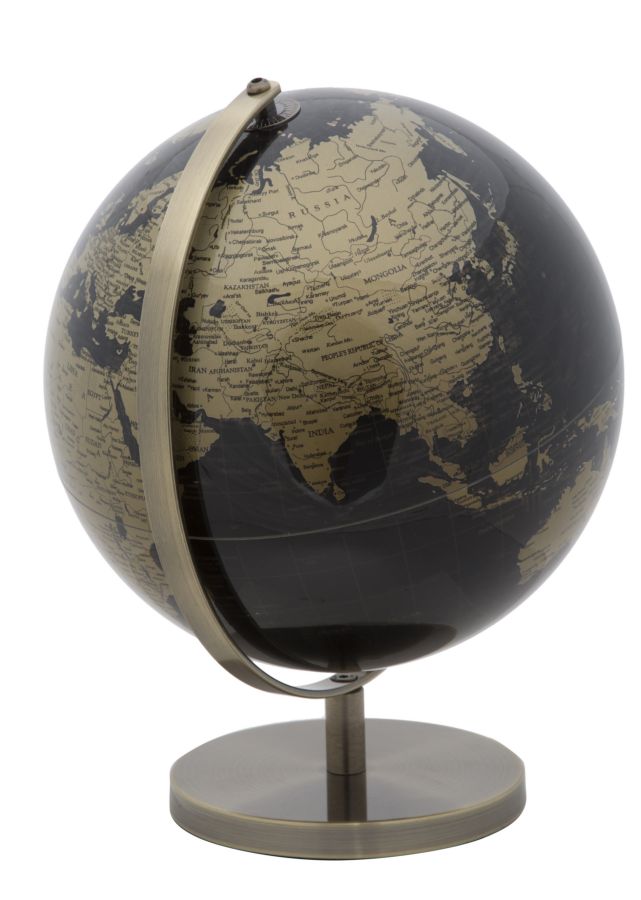 Mappamondo Bronzo Ø25x34 cm Plastica e Ferro Nero e Oro-3