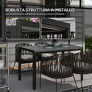 Tavolo da Giardino per 4 Persone con Struttura in Metallo 120x70x72 cm in Rattan PE Grigio-6