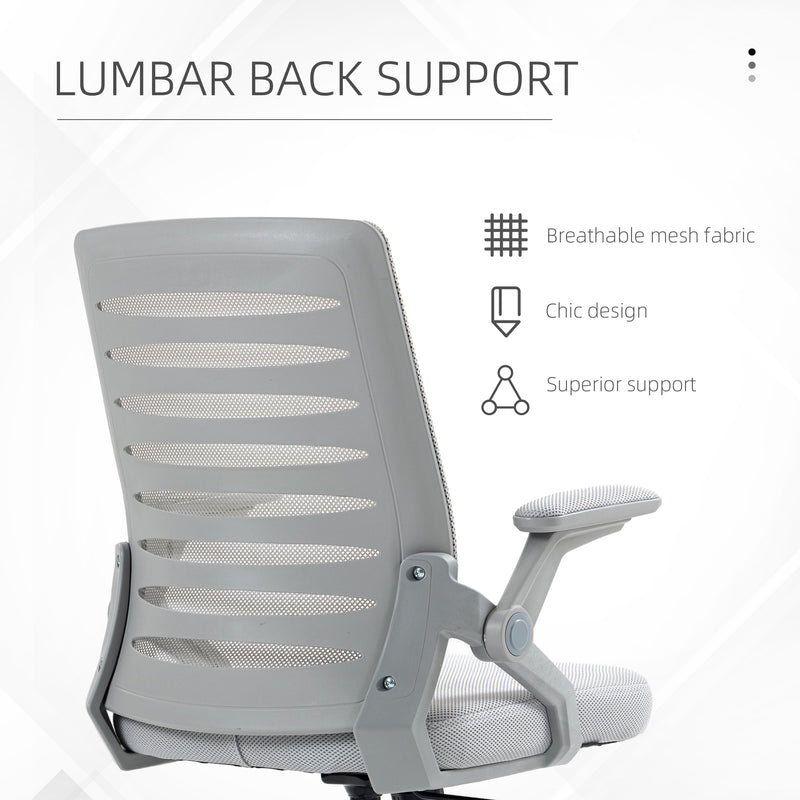 Sedia da Ufficio Ergonomica con Altezza Regolabile e Braccioli Sollevabili   Grigio-7