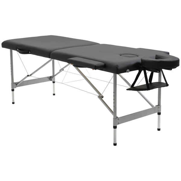 sconto Tragbares Massagebett 186 x 71 x 62-83 cm aus schwarzem Kunstleder