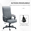 Sedia da Ufficio Girevole con Funzione Dondolo 65x65x102-112,5 cm Altezza Regolabile Grigio-4