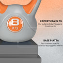 Kettlebell per Allenamento 8 Kg Base Piatta e Impugnatura per Stacchi in PU e Sabbia Arancione-6