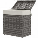 Baule Cesta Contenitore da Giardino e Casa 57x34x62 cm in Rattan con Tessuto Interno Grigio-1