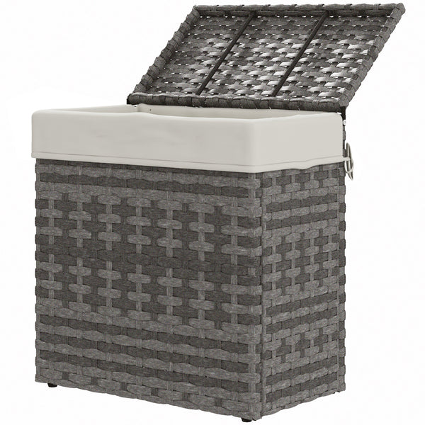 sconto Baule Cesta Contenitore da Giardino e Casa 57x34x62 cm in Rattan con Tessuto Interno Grigio