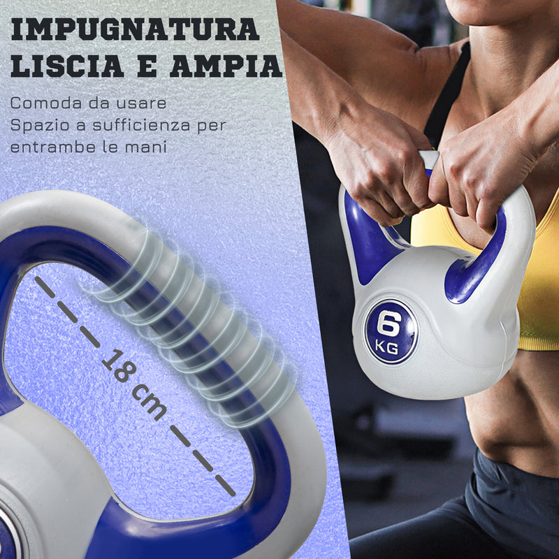 Kettlebell per Allenamento 6 Kg Base Piatta in PU e Sabbia Viola-4