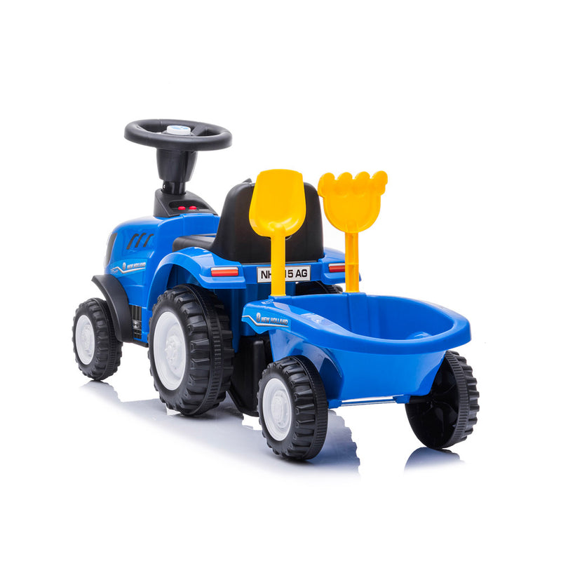 Trattore Cavalcabile con Rimorchio 91x29x44 cm per Bambini New Holland Blu-3