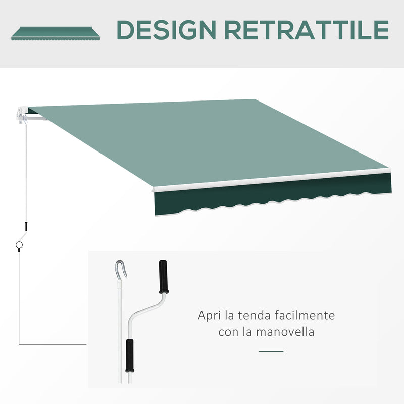 Tenda da Sole Avvolgibile Manuale a Parete Tessuto di Poliestere Verde 2.5x2m -7