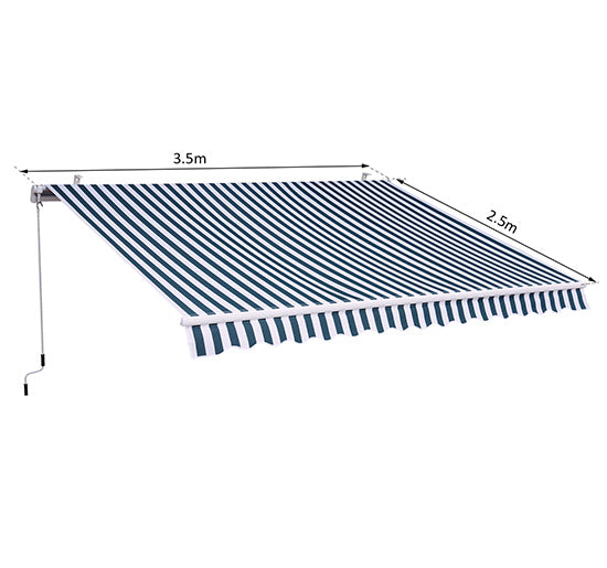 Tenda da Sole Avvolgibile a Parete 3.5x2.5m in Alluminio Verde e Bianco -3