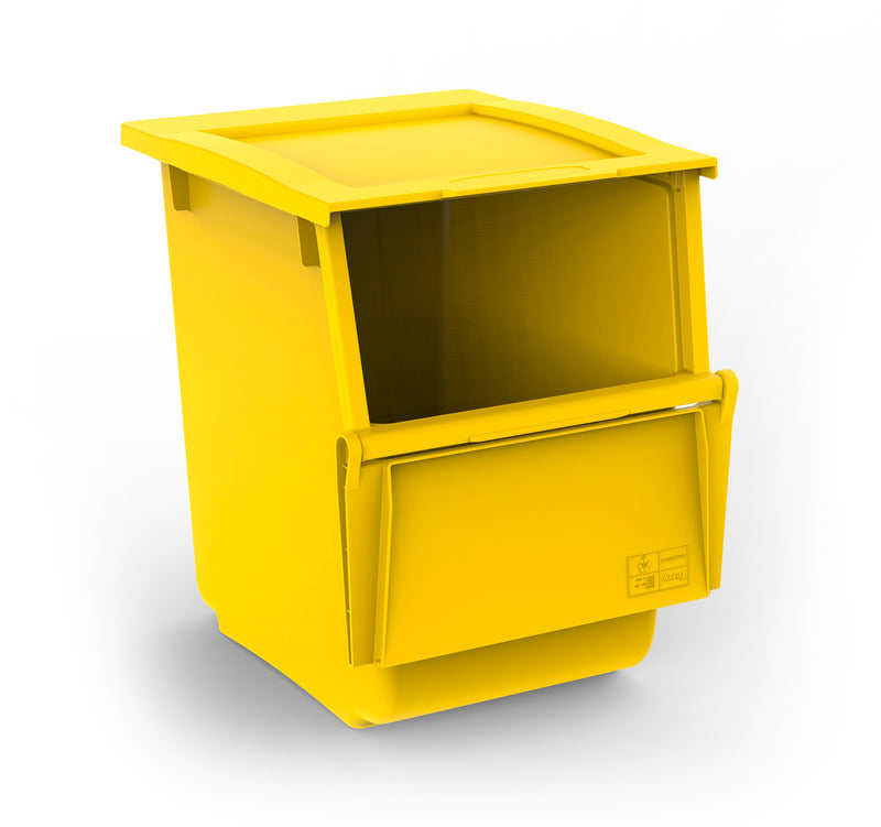 Set 2 contenitori Per Raccolta Differenziata 25L + 30L Per Armadi in Polipropilene Ecobin Giallo e Blu-4