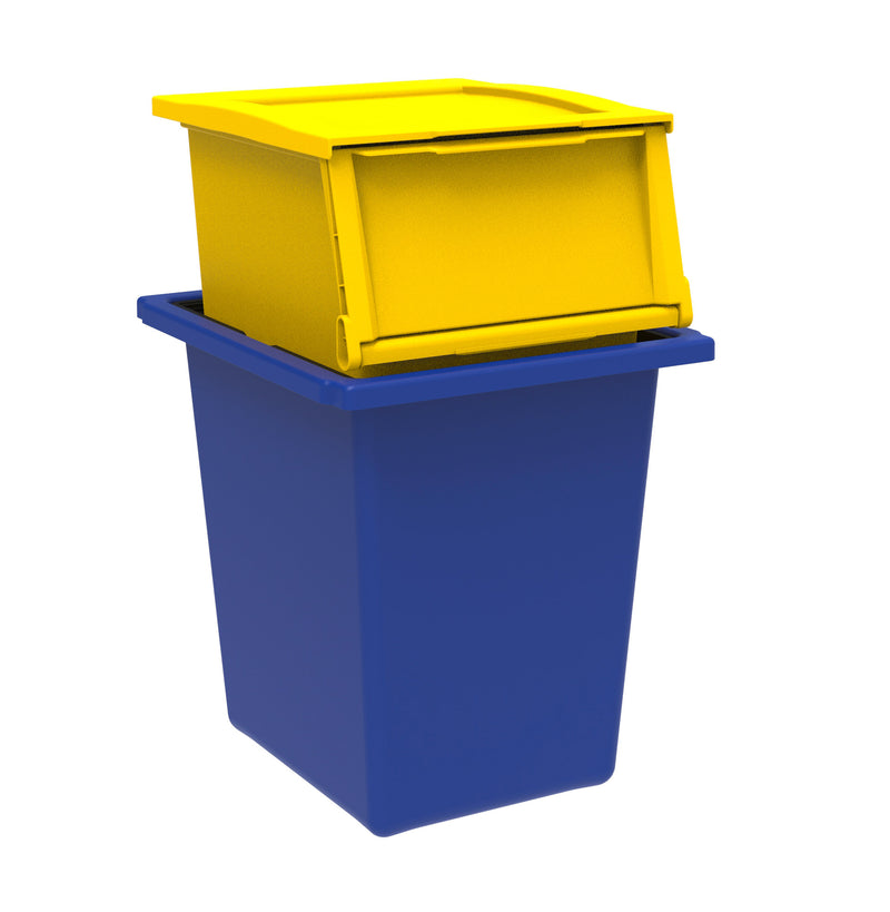 Set 2 contenitori Per Raccolta Differenziata 25L + 30L Per Armadi in Polipropilene Ecobin Giallo e Blu-5