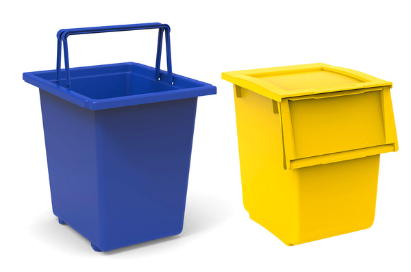 Set 2 contenitori Per Raccolta Differenziata 25L + 30L Per Armadi in Polipropilene Ecobin Giallo e Blu sconto