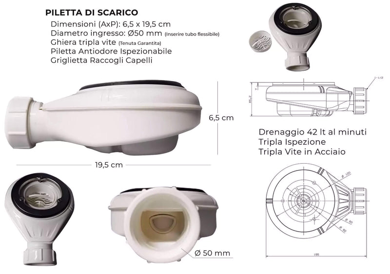 Piatto Doccia in Pietra Bonussi Everest Antracite 70x80 cm-9